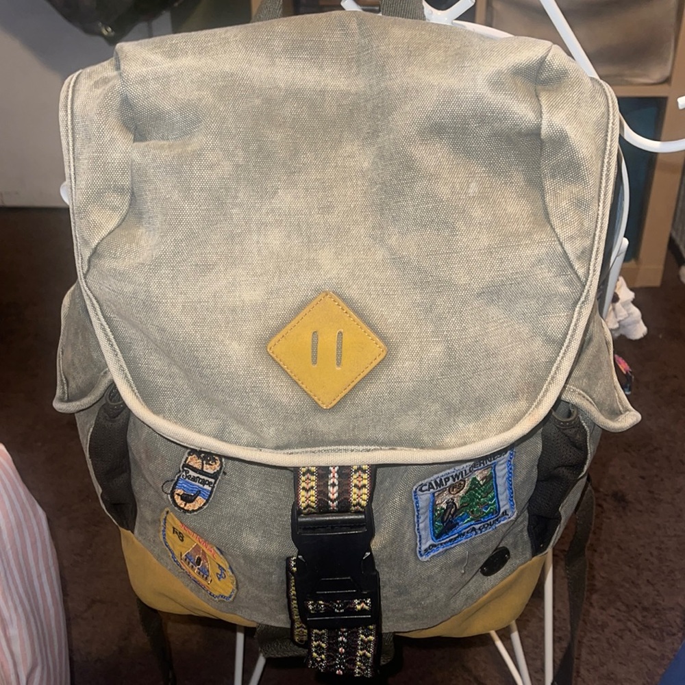Focused Space backpack with three patches large roomy camping hiking adventure